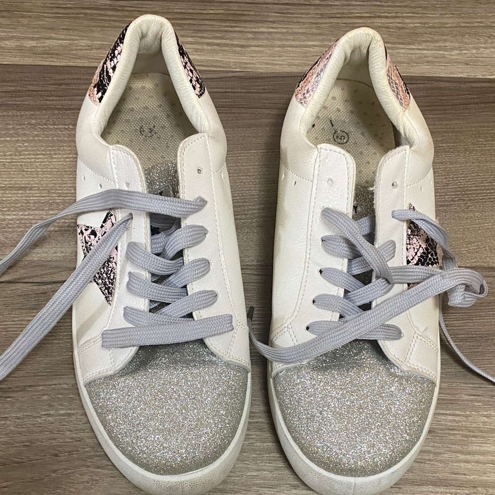 White and Silver Women's Sneakers